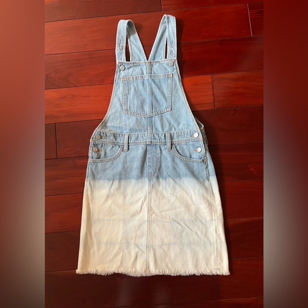 Old Navy Girls Denim Overall Dress Light Wash Fades To White Sz XL(14)
